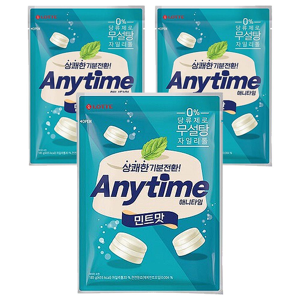 롯데 애니타임 밀크 민트 185g x 3개