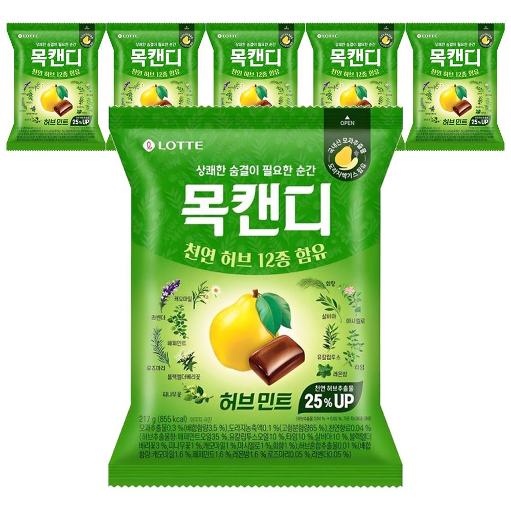 롯데 목캔디 허브민트 217g x 6개