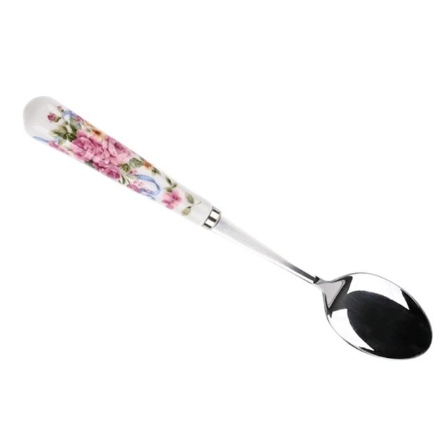 유럽풍 허니문 로즈 도자기핸들 커피 티스푼-대 홈카페 요거트 숟가락