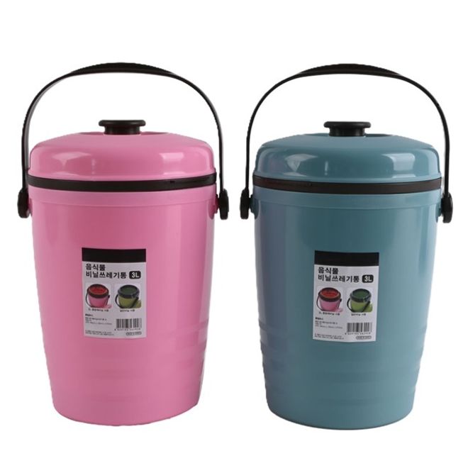 비닐 끼우는 음식물 수거함 3리터 (색상랜덤) 싱크대 미니 휴지통