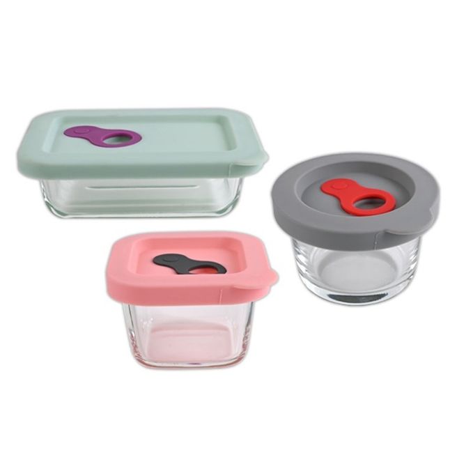 400도 내열 유리 반찬통 (소) 숨쉬는 에어홀 뚜껑 스팀홀