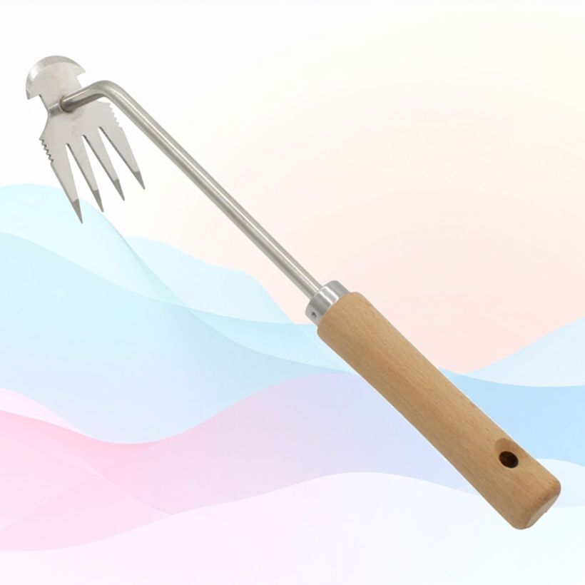 잡초제거호미 텃밭 4발 갈퀴 농기구 스텐 제초호미