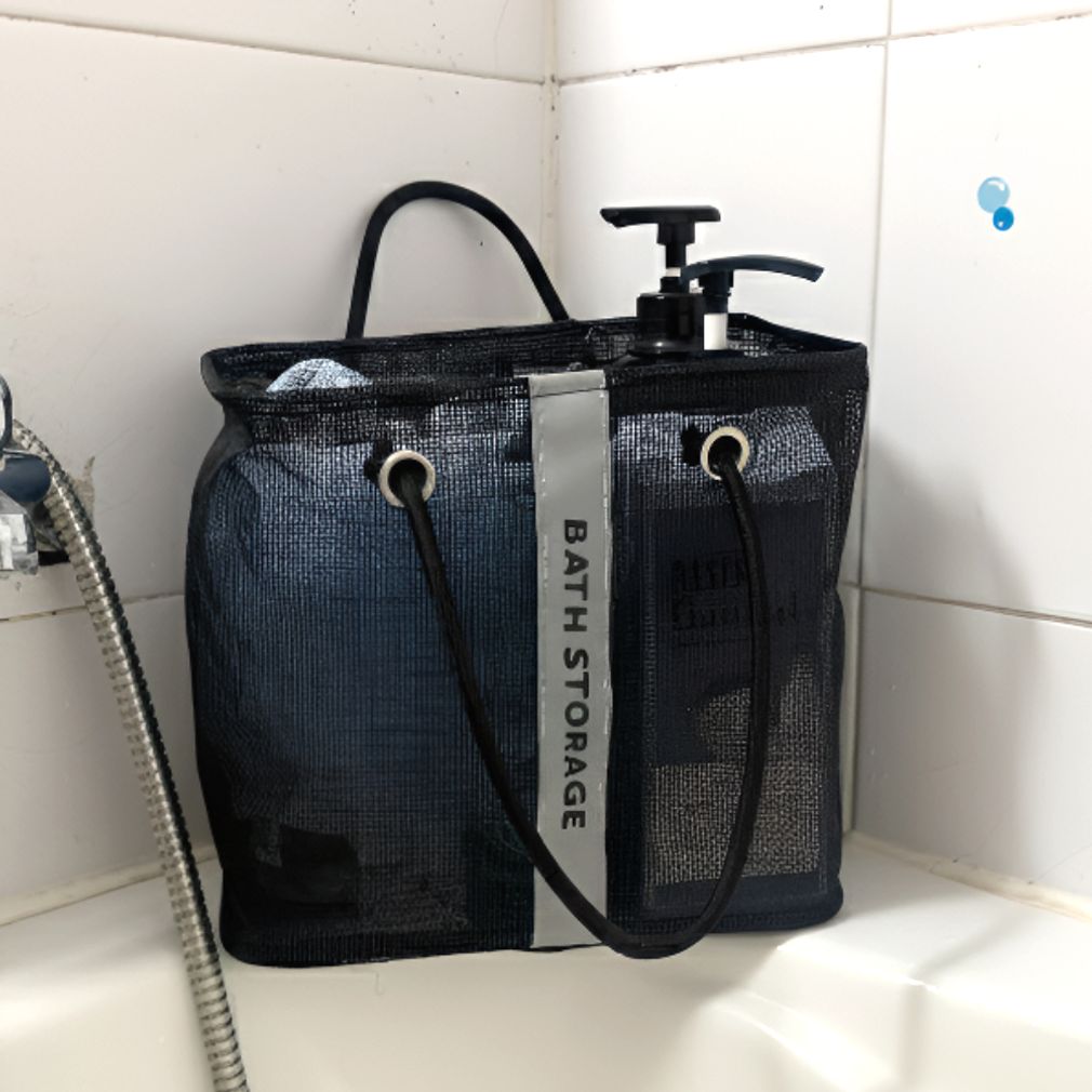 물빠짐 메쉬 목욕가방 블랙 롱