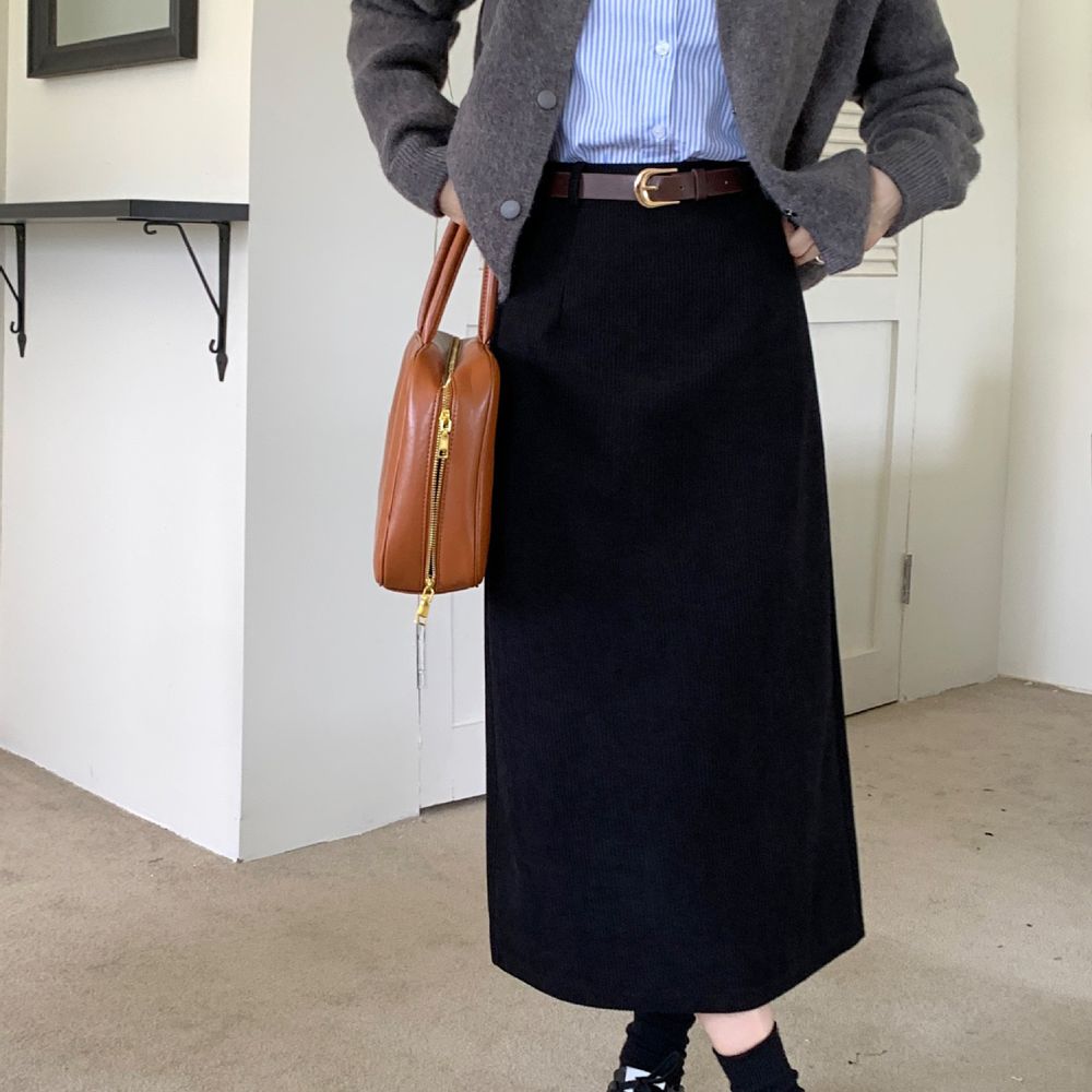 겨울 코듀로이 A라인 골덴 롱 스커트