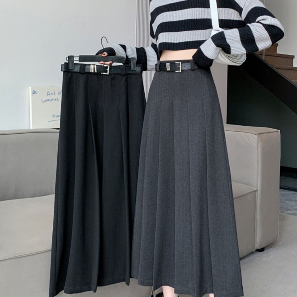 핀턱 플리츠 데일리 학생 롱 스커트