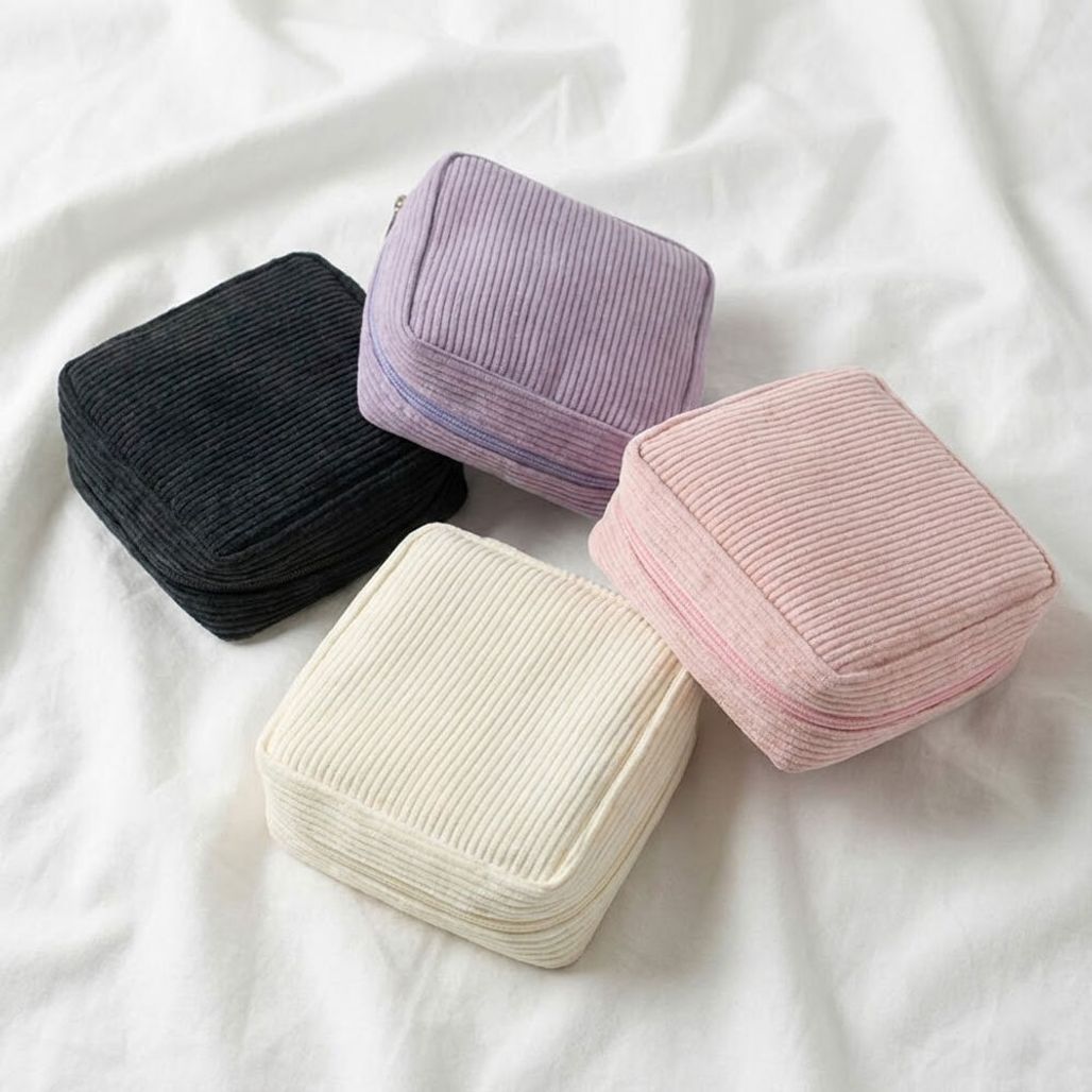 다용도 코듀로이 생리대 화장품 파우치
