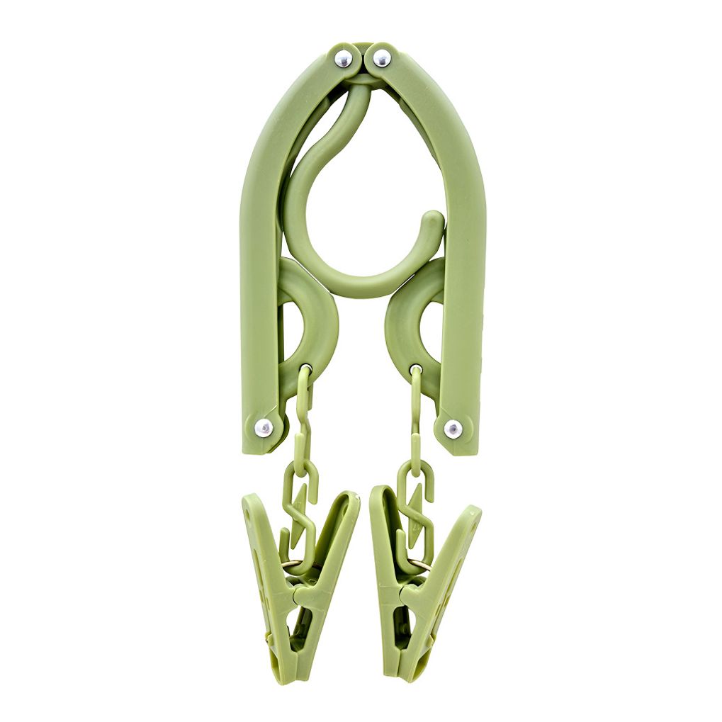 휴대가 간편한 접이식 집게 옷걸이 그린