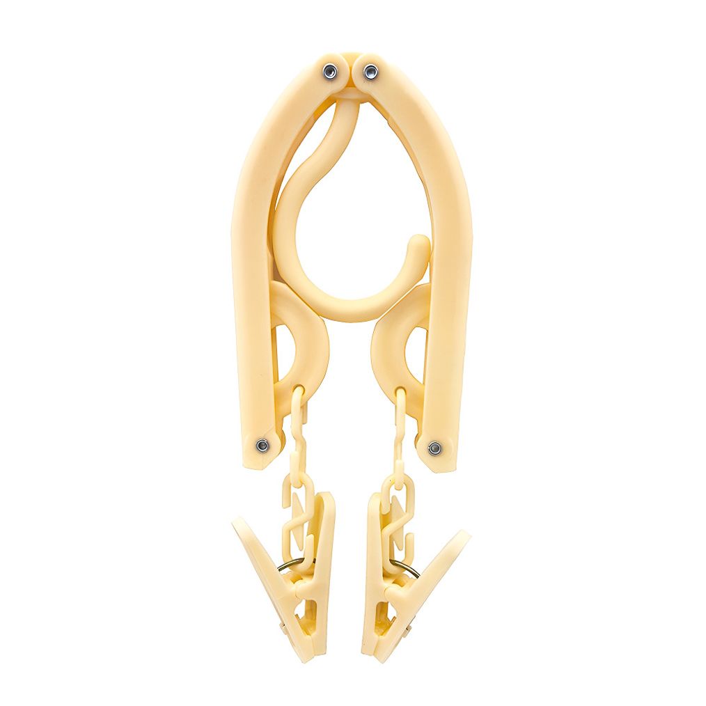 휴대가 간편한 접이식 집게 옷걸이 아이보리