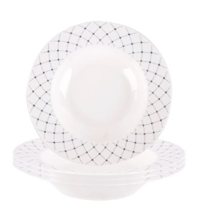 도자기 체크하트 샐러드볼 파스타볼 스프볼 4P 4개입 세트