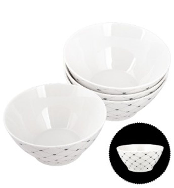 도자기 체크하트 면기 라면기 우동기 면그릇 4P 4개입 세트