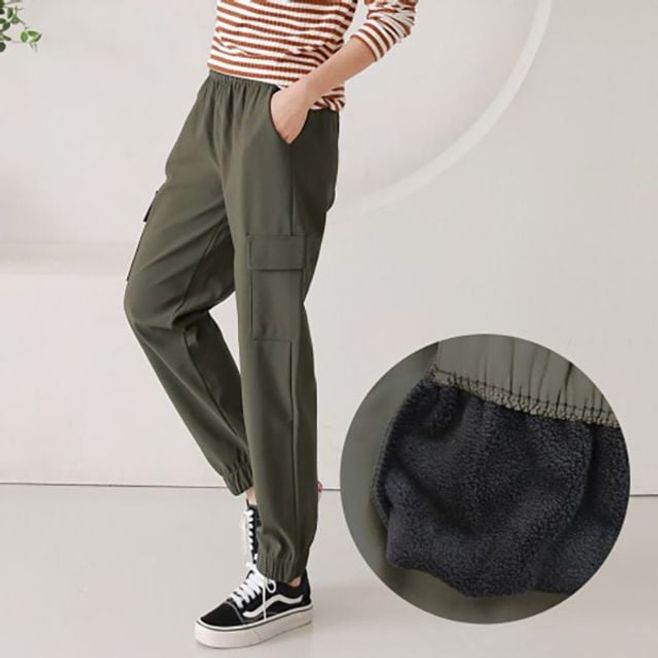 여성 양털 2컬러 기모 카고 조거팬츠 ATZ