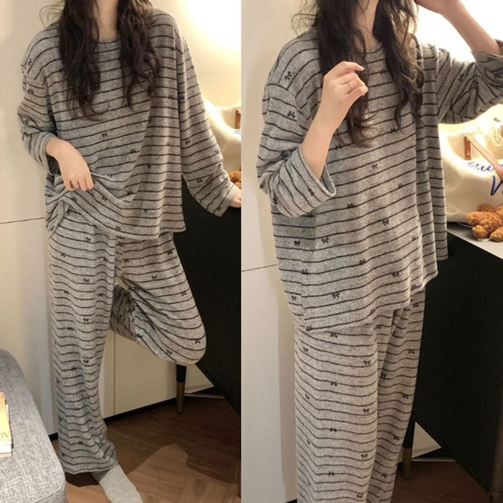 여성 스트라이프 데일리 파자마 세트 ATZ