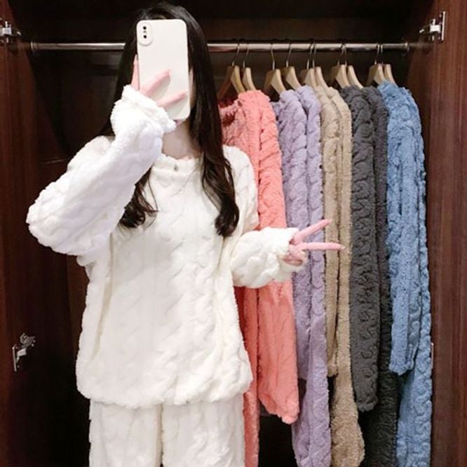 여성 꽈배기 소프트 양털 잠옷세트 ATZ