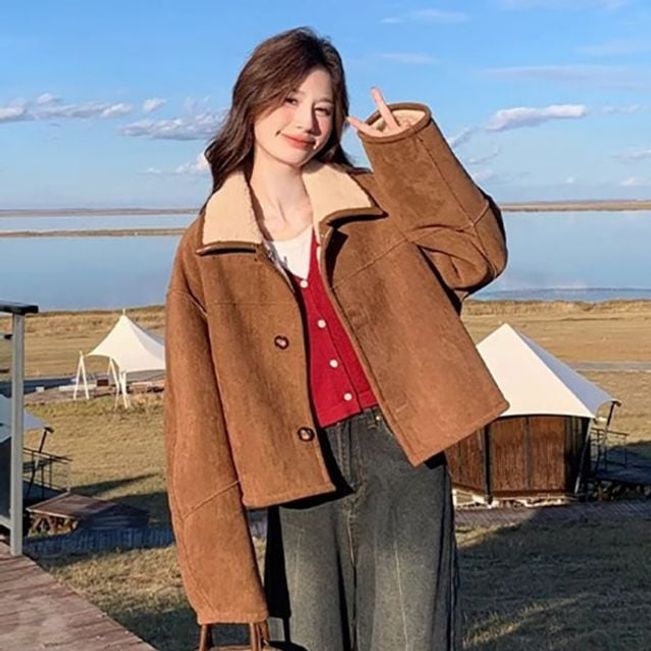 여성 겨울 러블리 양털 하프코트 점퍼 ATZ