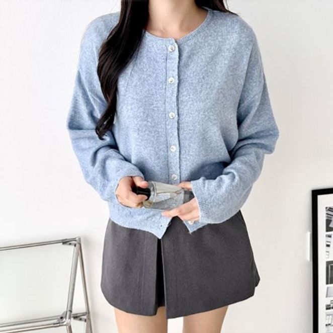 여성 라운드넥 무지 베이직 가디건 ATZ