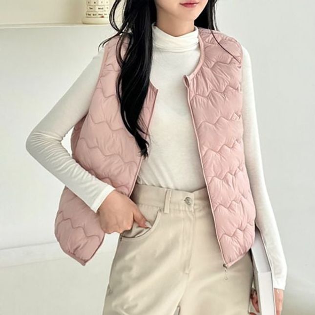 여성 포인트 물결 겨울 5컬러 조끼 ATZ