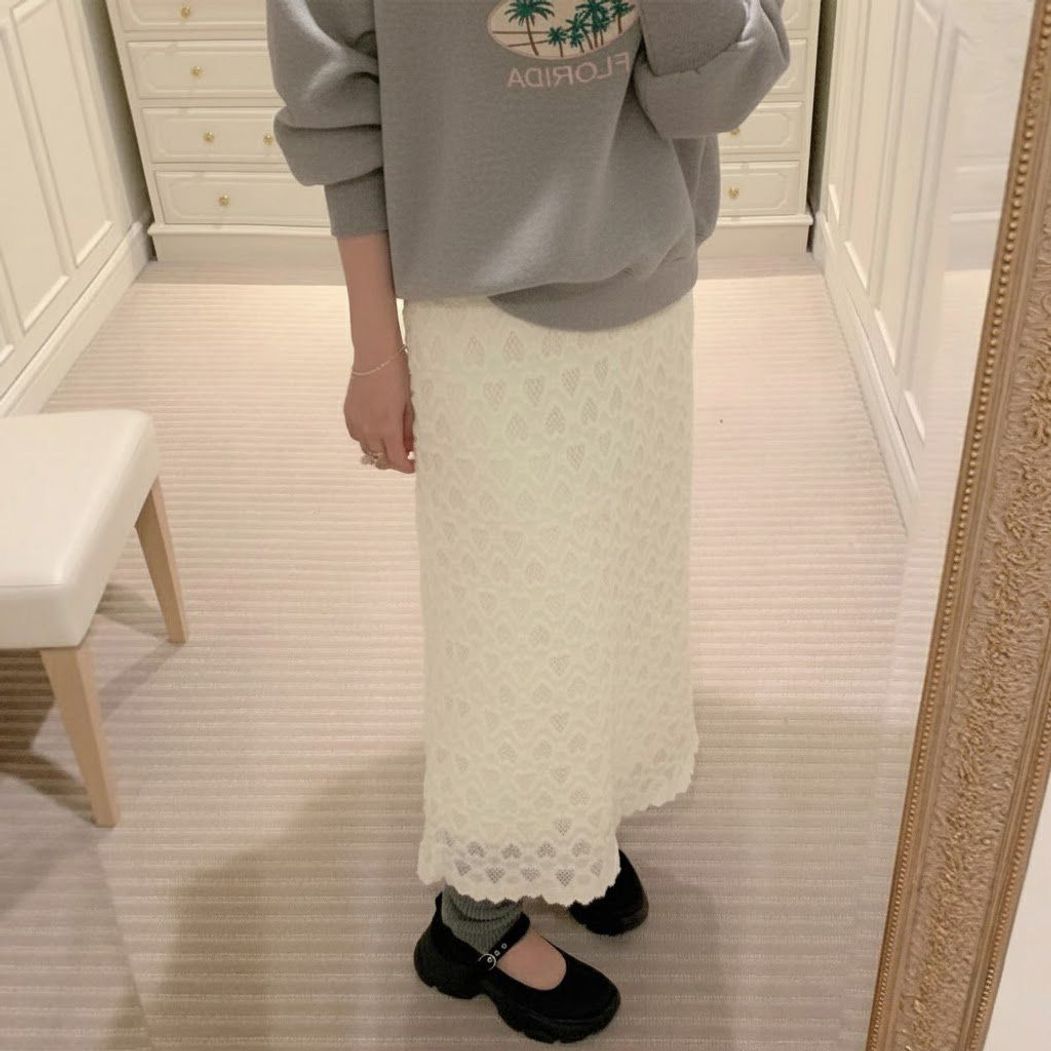 데일리 하트레이스 패턴 롱 스커트 ATZ