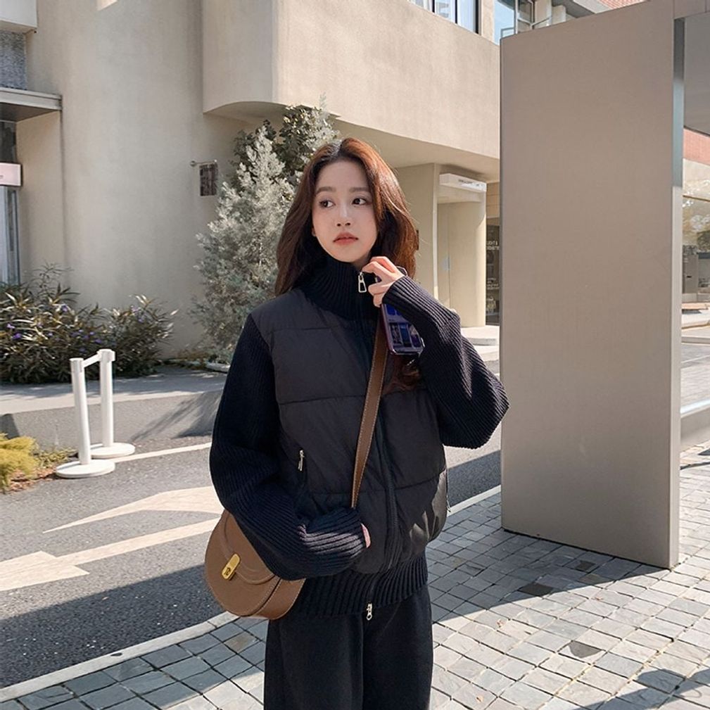 여성 컴포트 베스트 패딩 니트 레이어드 ATZ