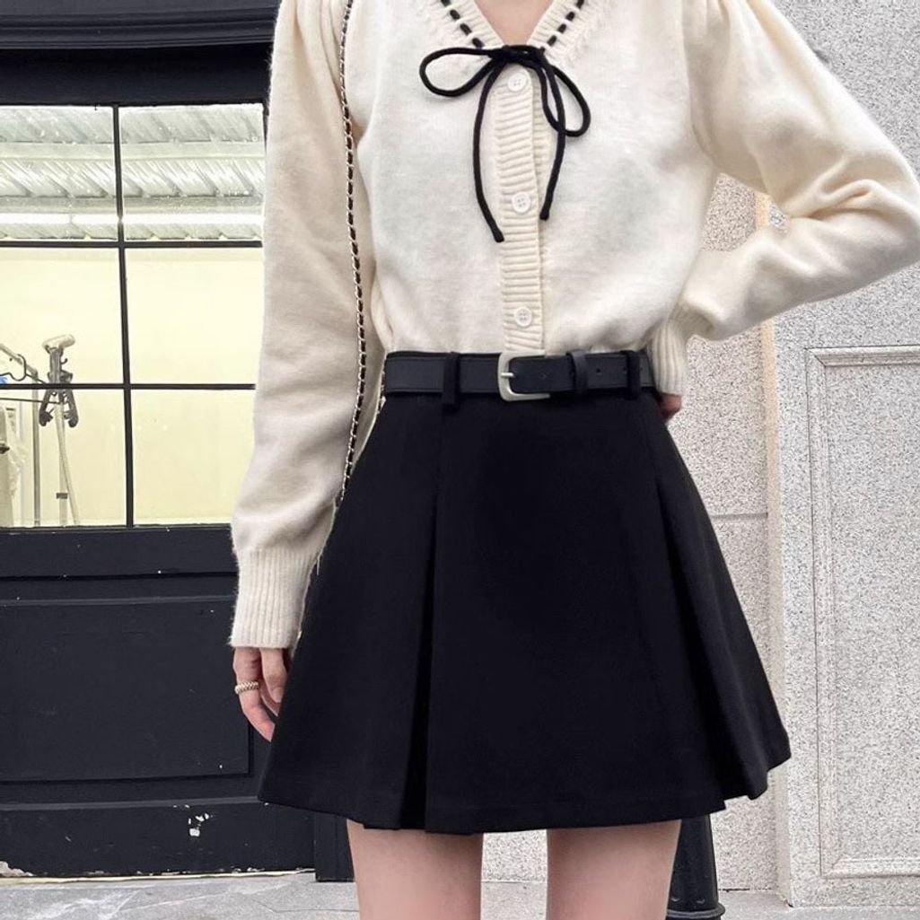플리츠 하이웨스트 데이트룩 미니스커트 ATZ