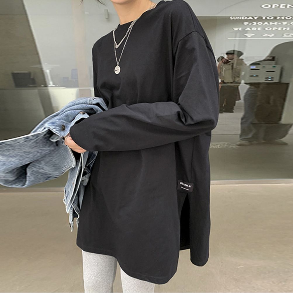 옆절개라인 루즈핏 롱슬리브 데일리 간절기 긴팔 티셔츠