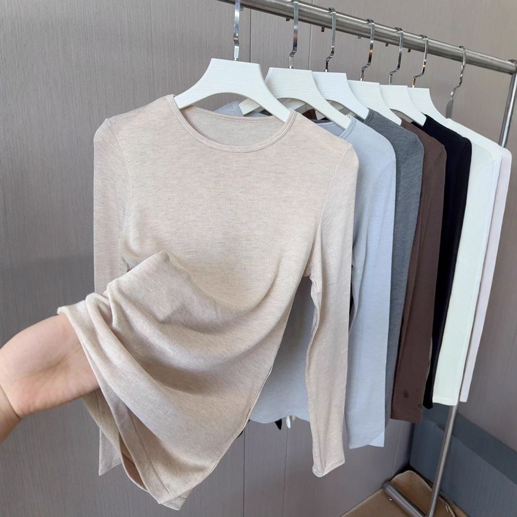 기본티 이너웨어 여성 이지웨어 라운드넥 모달 긴팔티셔츠