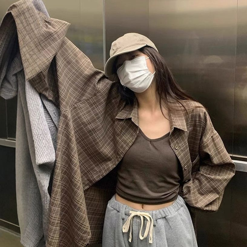 고급스런 여성 체크셔츠 후즈핏 클래식한체크 데이트