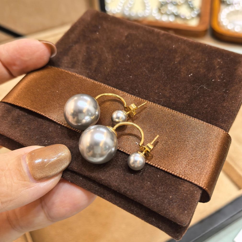 더블 진주 귀걸이 투웨이 구조 포인트 드롭형 이어링