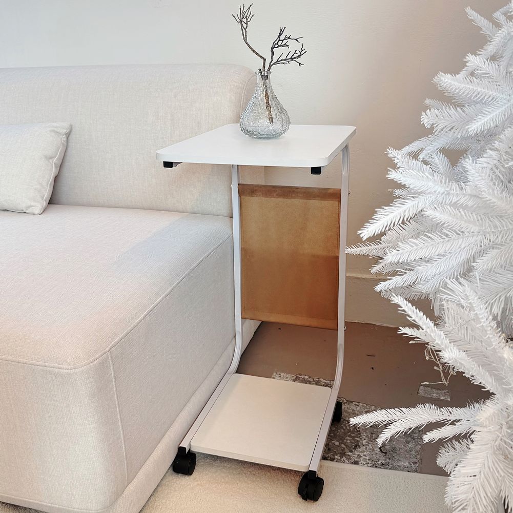 리빙밸류 이동식 사이드테이블 2단 소파 침대 책상 우드 간이 테이블 미니 보조 바퀴 탁자