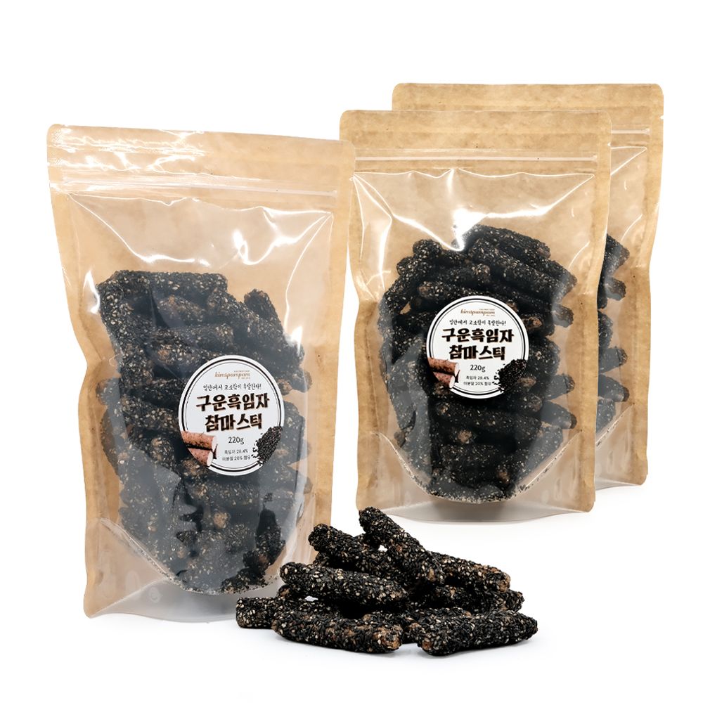 킴스팜팜 구운흑임자 참마스틱 220g (3개) 깨강정 검은깨 과자 간식