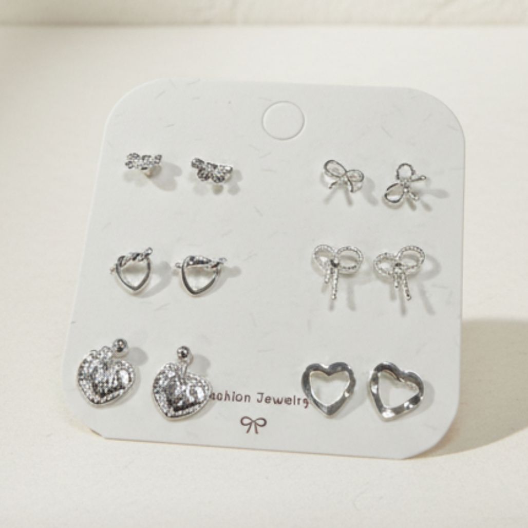 실버톤 스타일 귓볼 귀걸이 일주일 귀걸이 세트