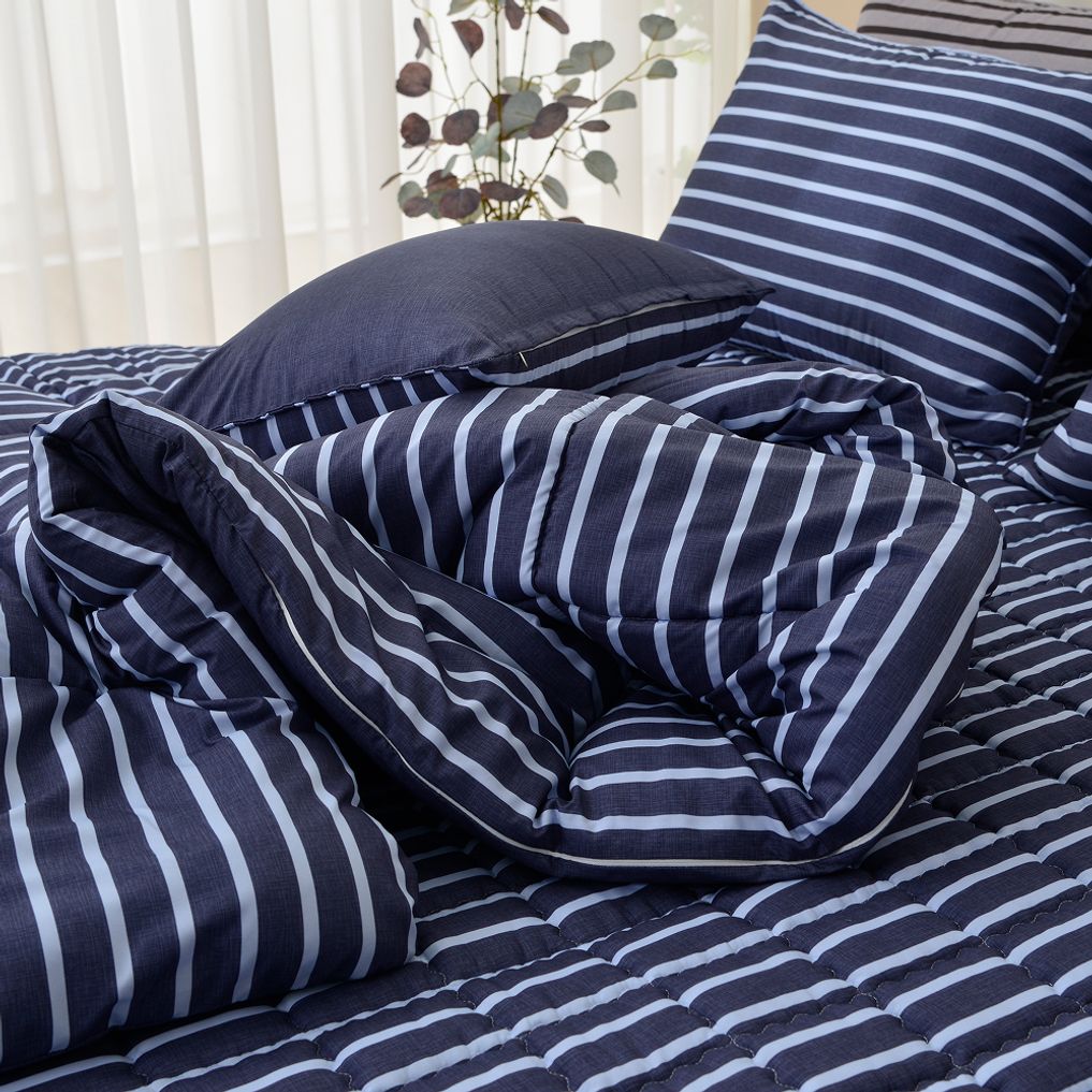 리빙밸류 사계절 푹신한 스트라이프 마이크로 차렵이불 SS 단품