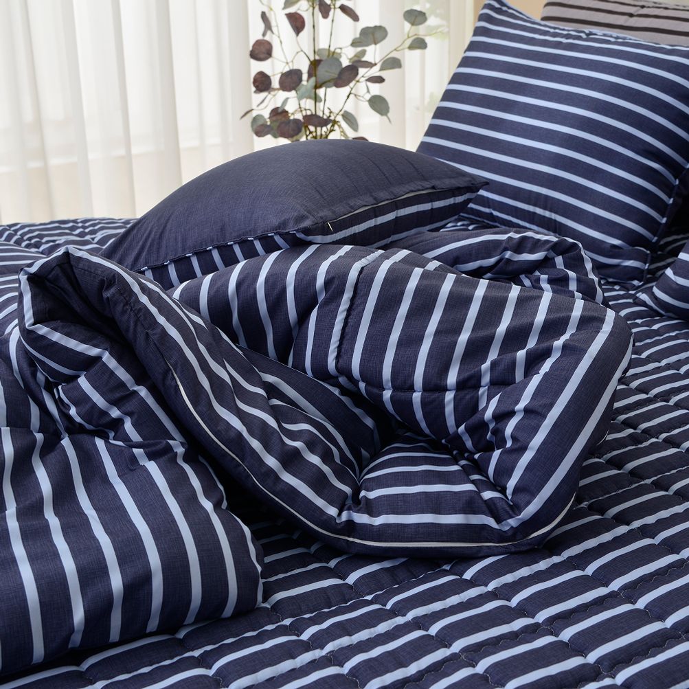 리빙밸류 사계절 푹신한 스트라이프 마이크로 차렵이불 Q 단품