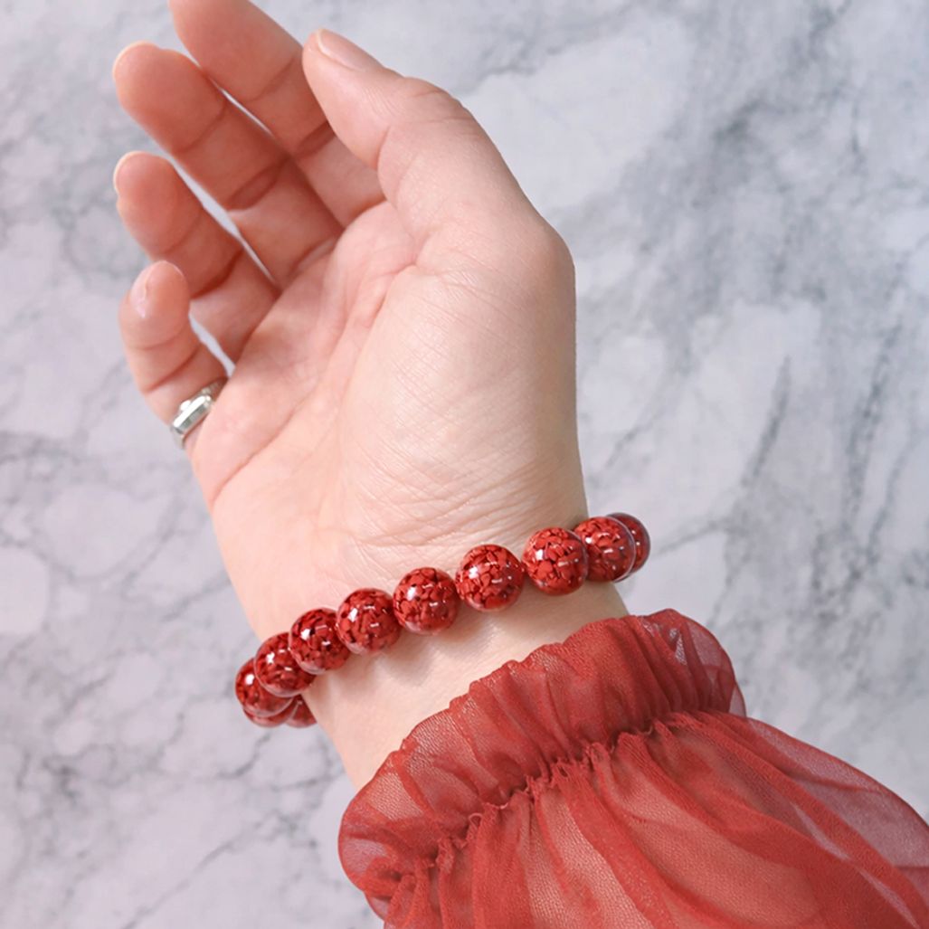 G52 주사 경면비즈 남녀공용팔찌 10mm