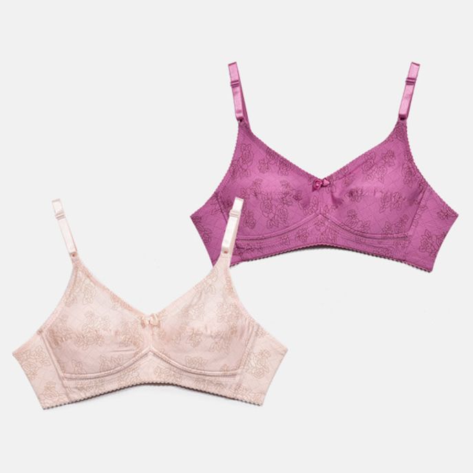 감각적인 플라워 나염 부드러운 풀컵 노와이어 노몰드 브라0143ka