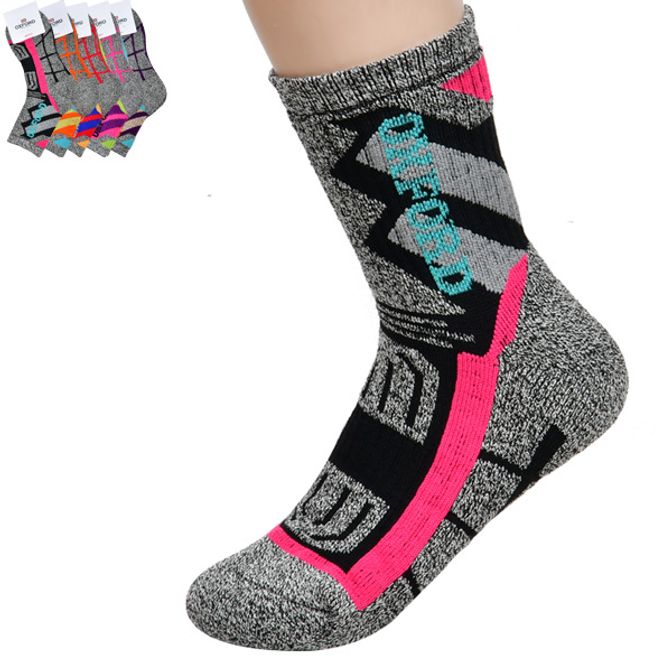 옥스포드 여성 컬러 라인 등산 파일 중목 양말0166ha