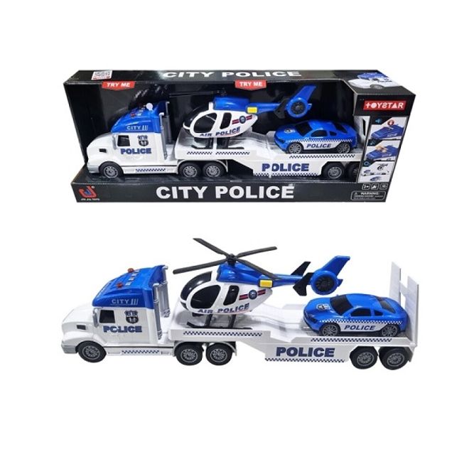 그레이트 경찰 트레일러 건설트럭 빅사이즈 자동차 작동완구