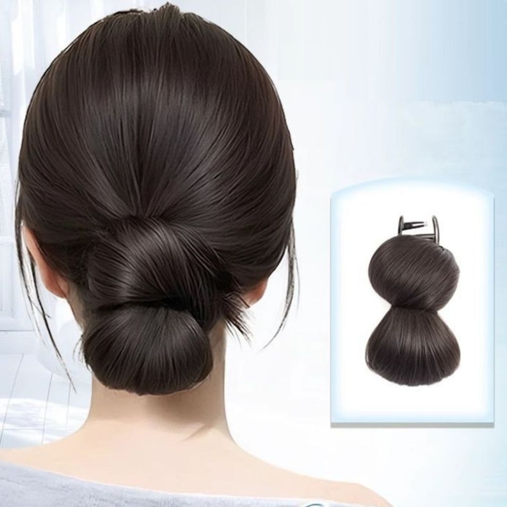 여성 로우번 올림머리 스타일 집게 부분 가발