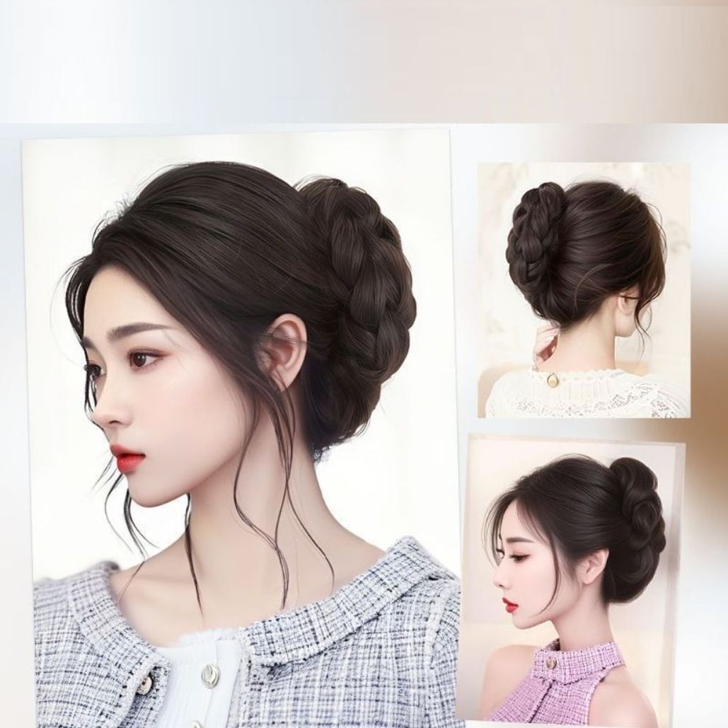댕기 땋은 올림머리 스타일 집게 부분 가발