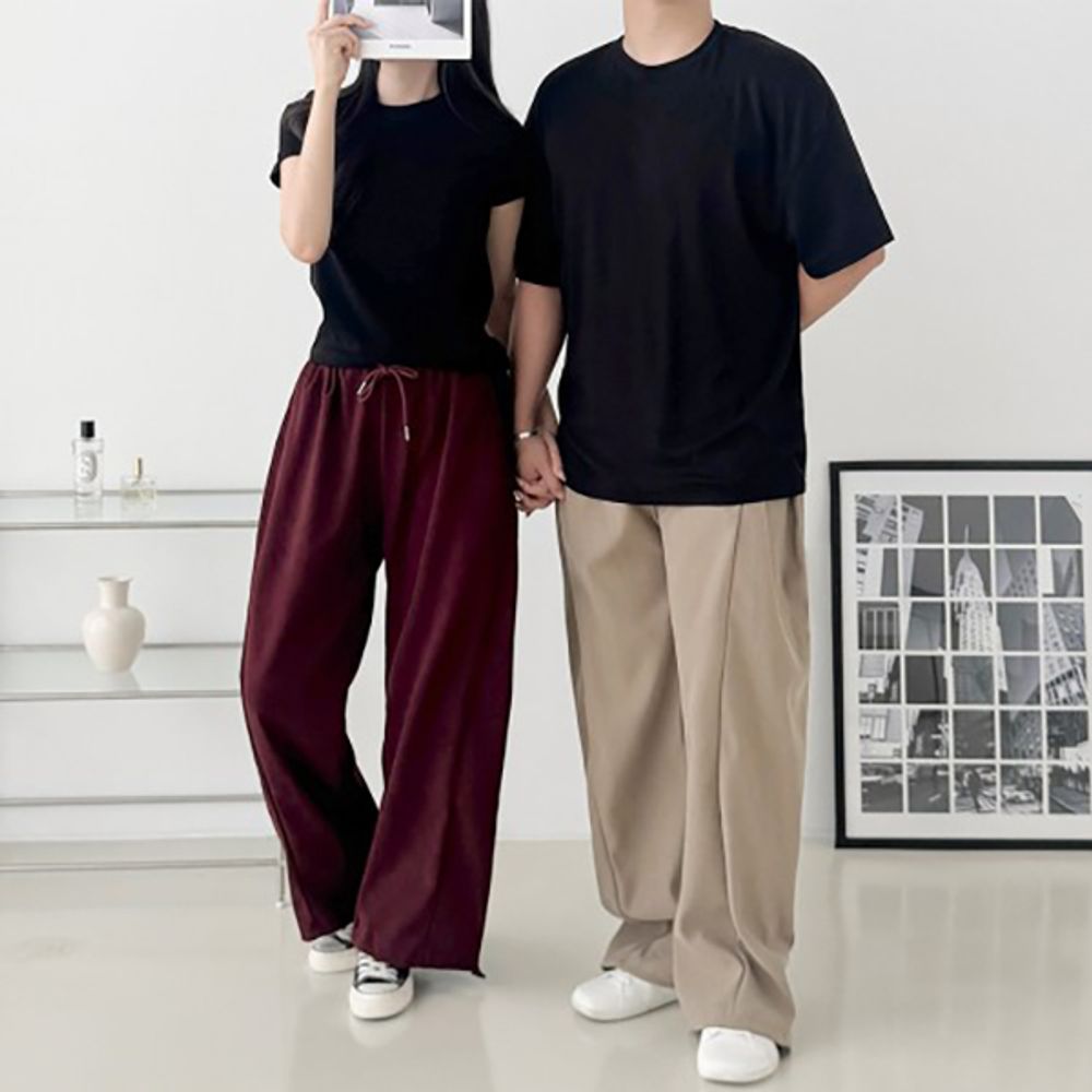 남녀공용 옆 포인트 셔링 와이드팬츠