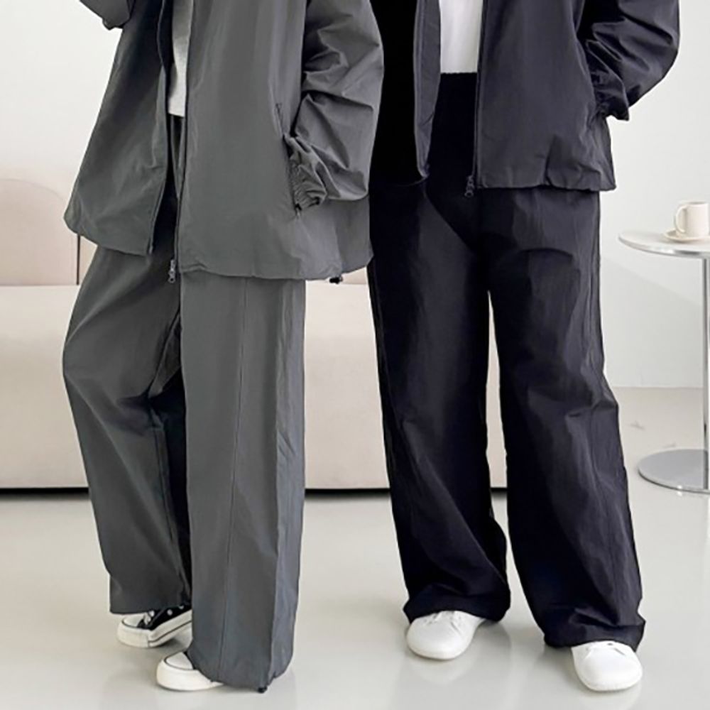 남녀공용 스트링 포인트 스트릿 와이드팬츠