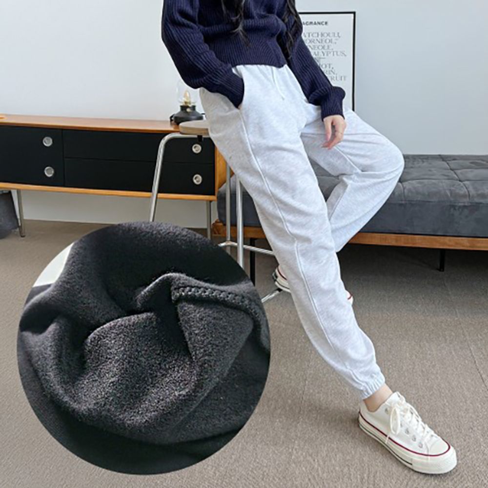 남녀공용 무지 모던 기모 밴딩 바지