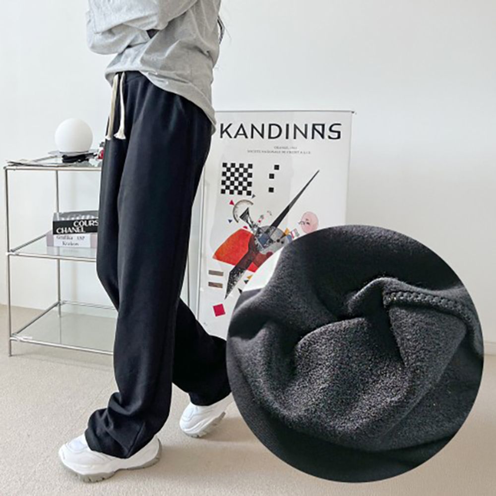 남녀공용 기모 무지 통바지 와이드팬츠