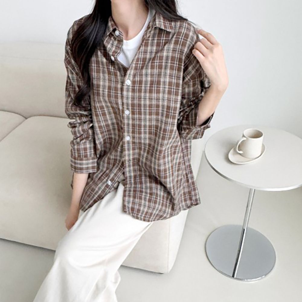 남녀공용 오버핏 클래식 체크남방