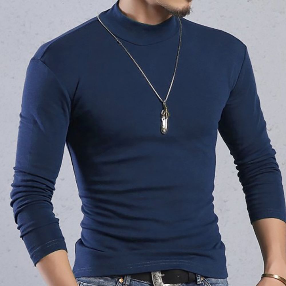 남성 스판 텍틀넥 데일리 목폴라티