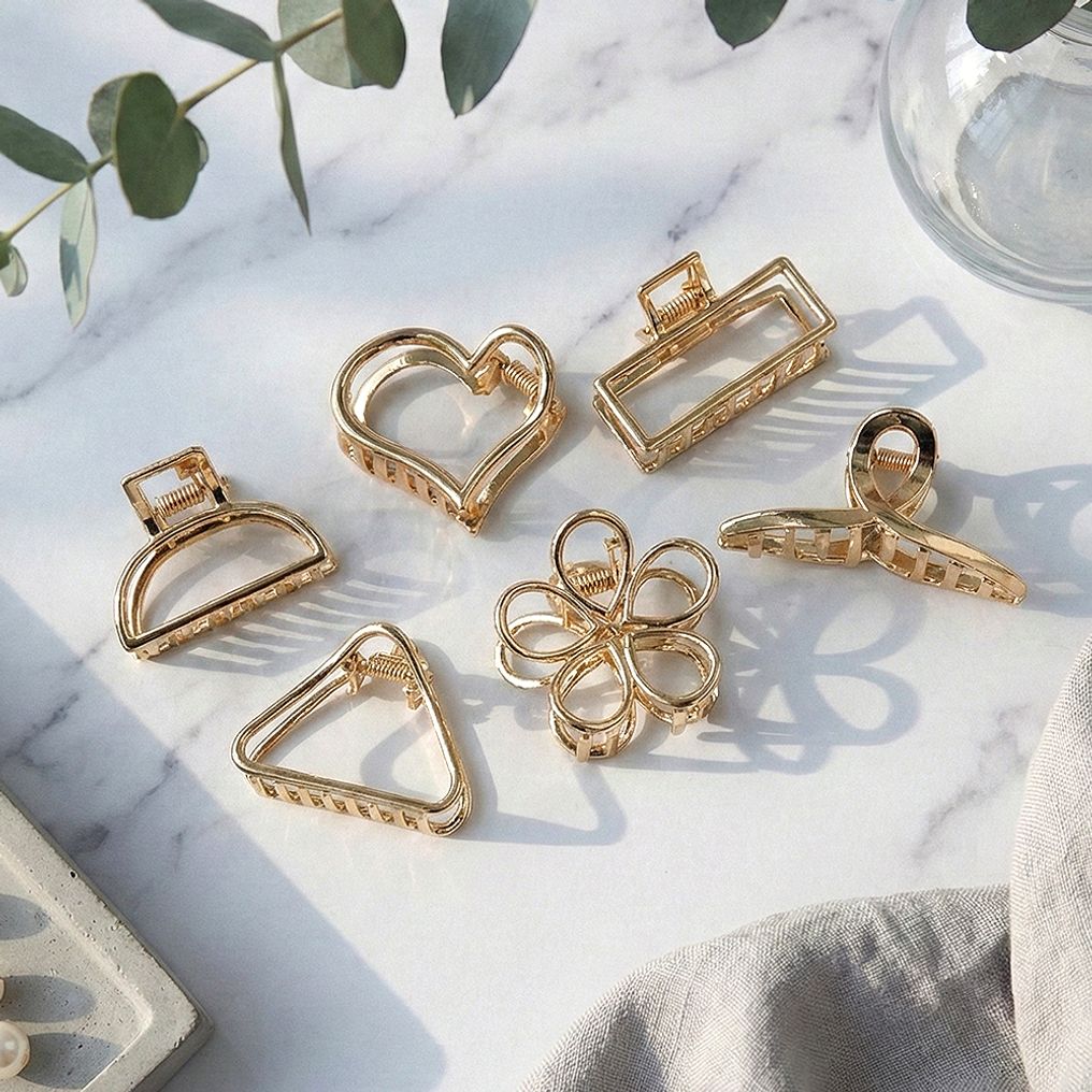 골드 합금 미니 집게핀 다양한 디자인 6종세트