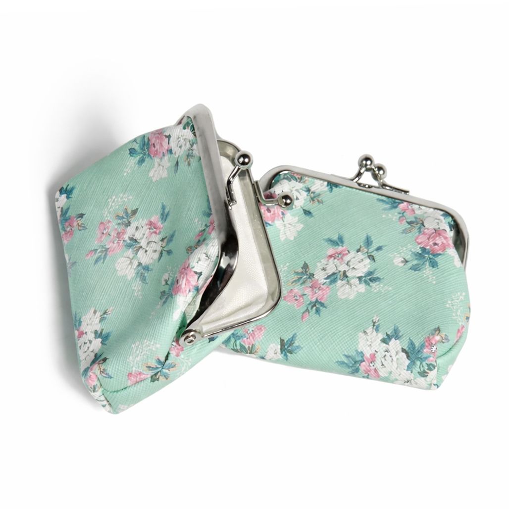 그린 플라워 미니 동전 지갑 파우치 동전 주머니