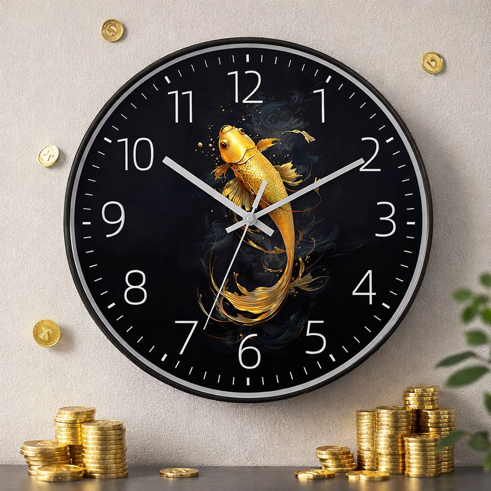 재물운 황금잉어 인테리어 아날로그 무소음 벽시계