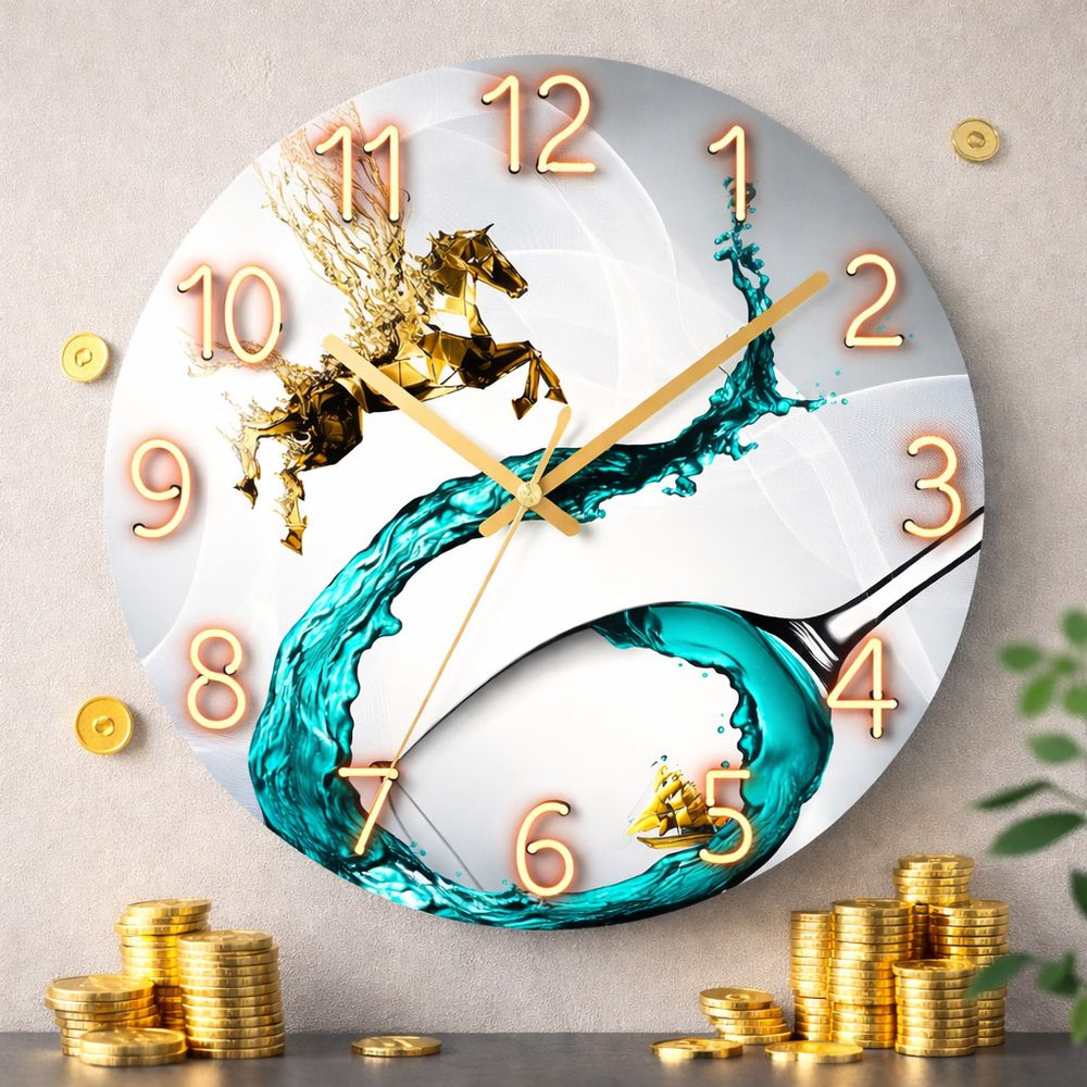 병오년재물운 황금말 풍수 인테리어 아날로그 벽시계