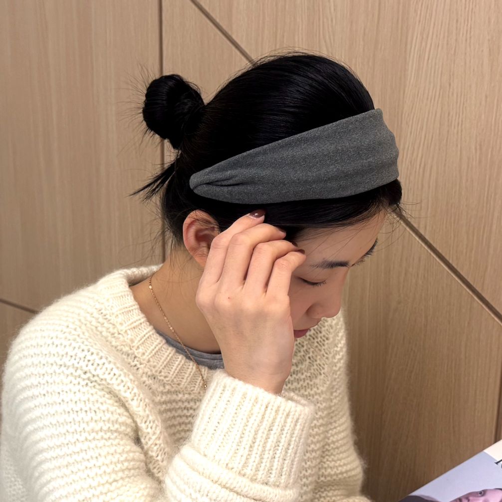 베이직 와이드 헤어밴드 머리띠 그레이