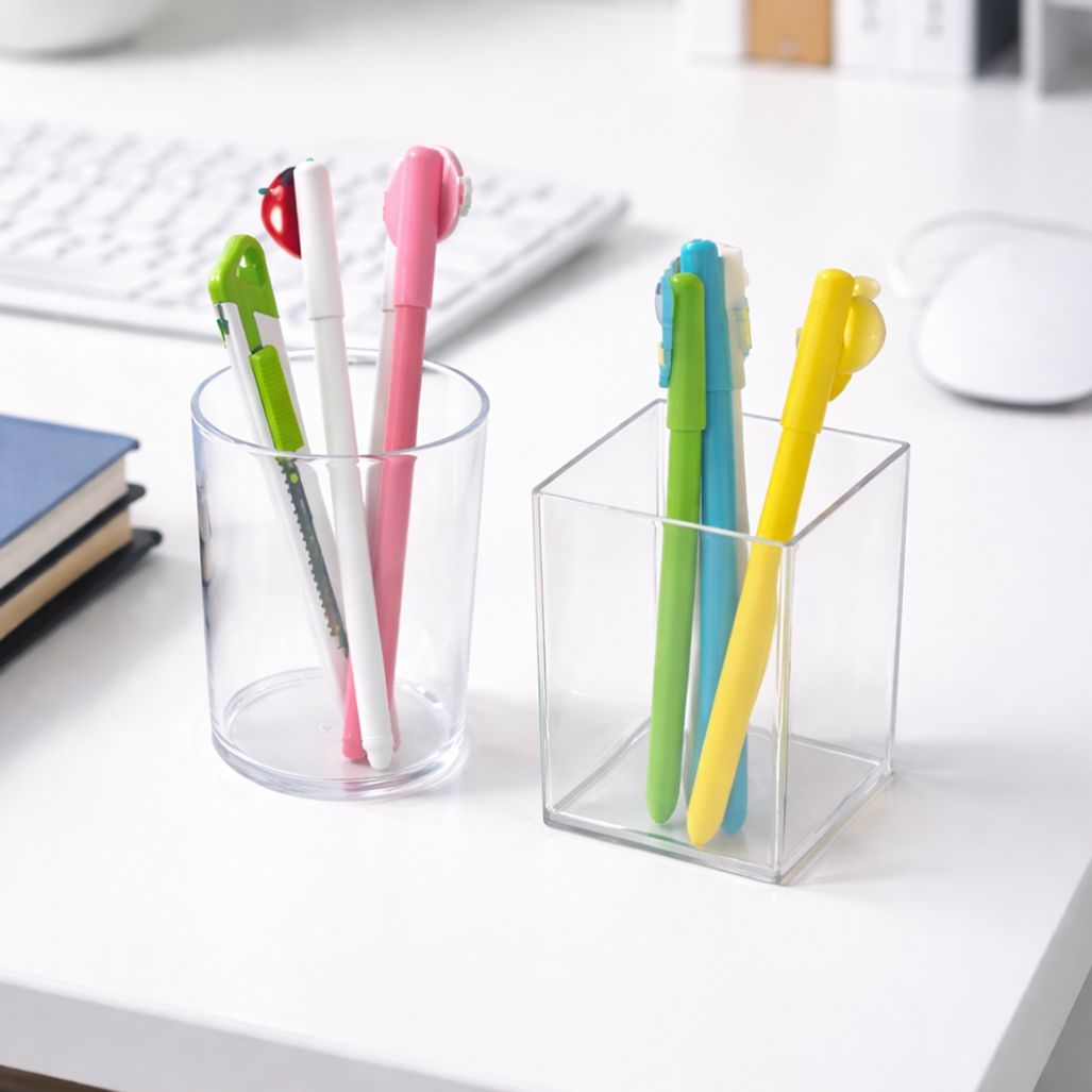 투명 펜꽂이 책상 사무실 연필통